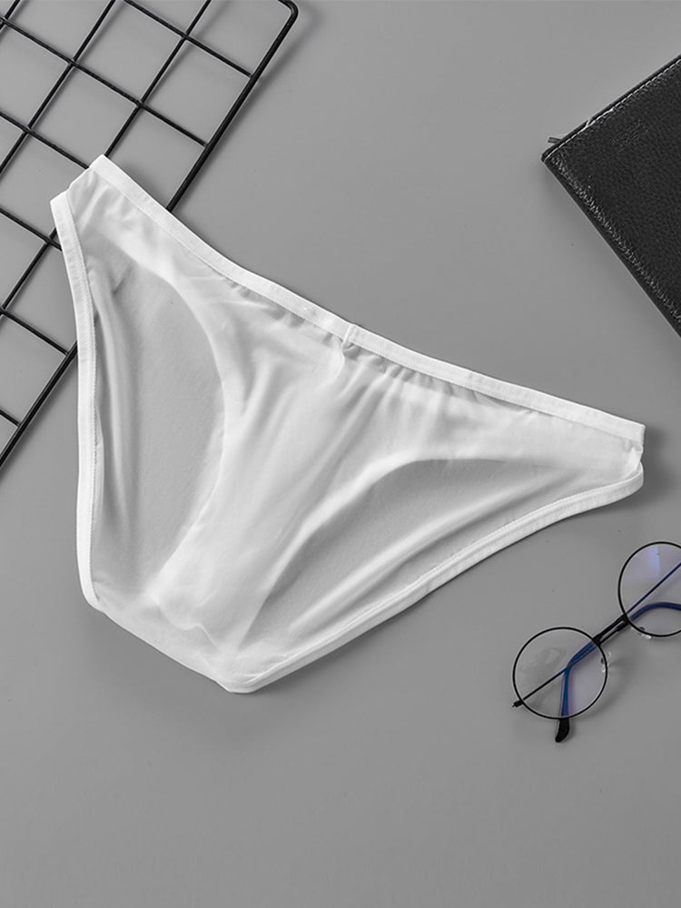 2 Pack Men's Thin Ice Silk Face Mask Fabric U-Convex Sexy Semi-Transparent Bikini | dmunderwear detail image 6