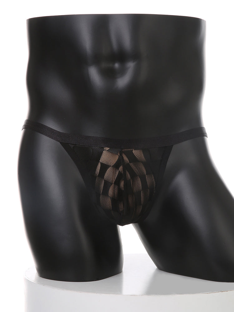 2 Pack Men's Thin Straps & U-Pouch for Ventilation Grid Pattern Strings | dmunderwear detail image 12
