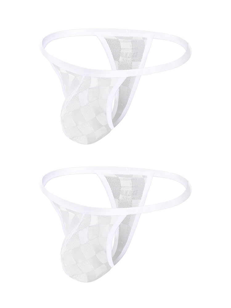 2 Pack Men's Thin Straps & U-Pouch for Ventilation Grid Pattern Strings | dmunderwear detail image 14