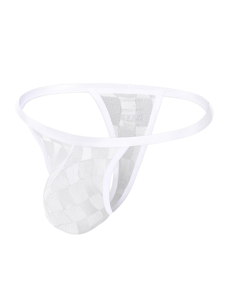 2 Pack Men's Thin Straps & U-Pouch for Ventilation Grid Pattern Strings | dmunderwear detail image 20