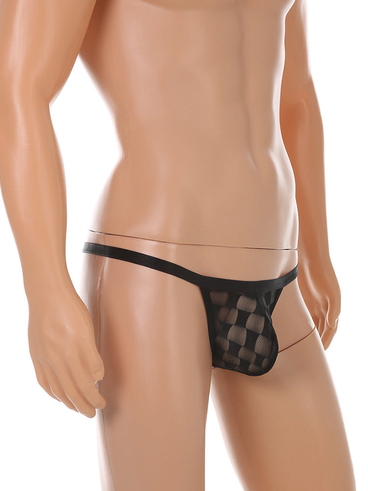 2 Pack Men's Thin Straps & U-Pouch for Ventilation Grid Pattern Strings | dmunderwear detail image 5