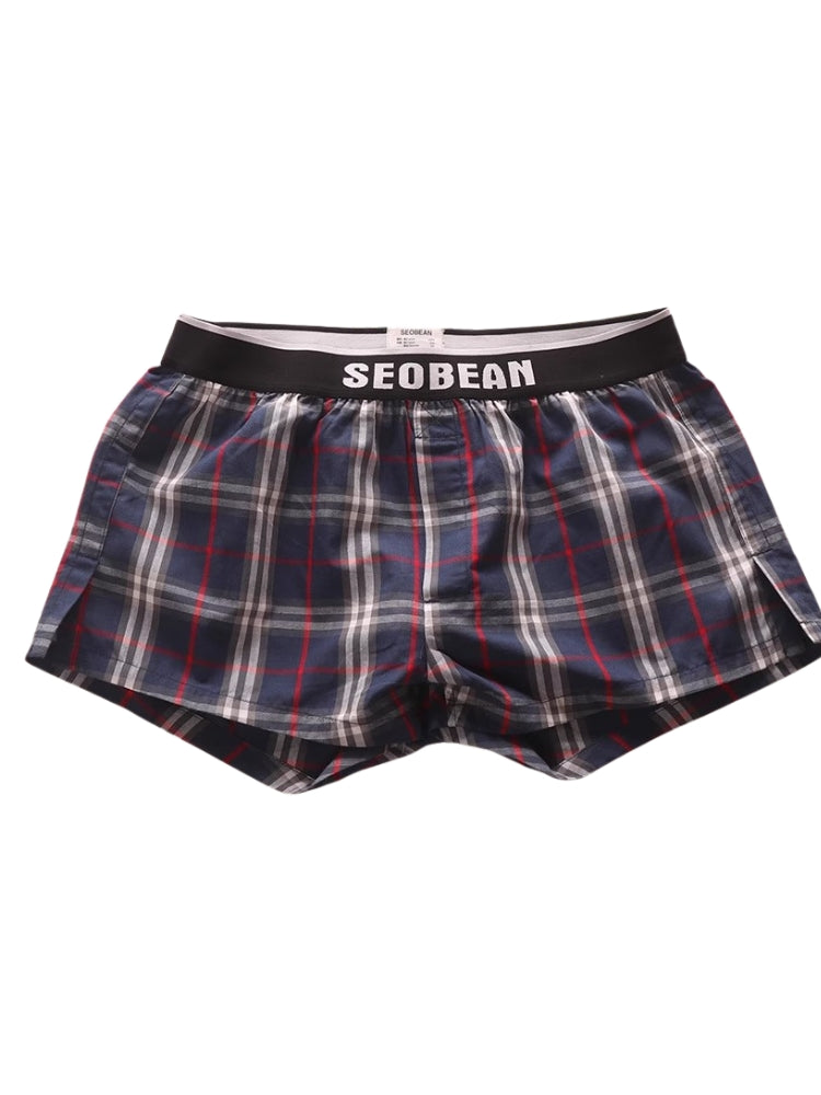 2 Pack Men's Trendy Plaid Design Zero-Irritation Cooling Airflow Supportive Boxers Shorts | dmunderwear