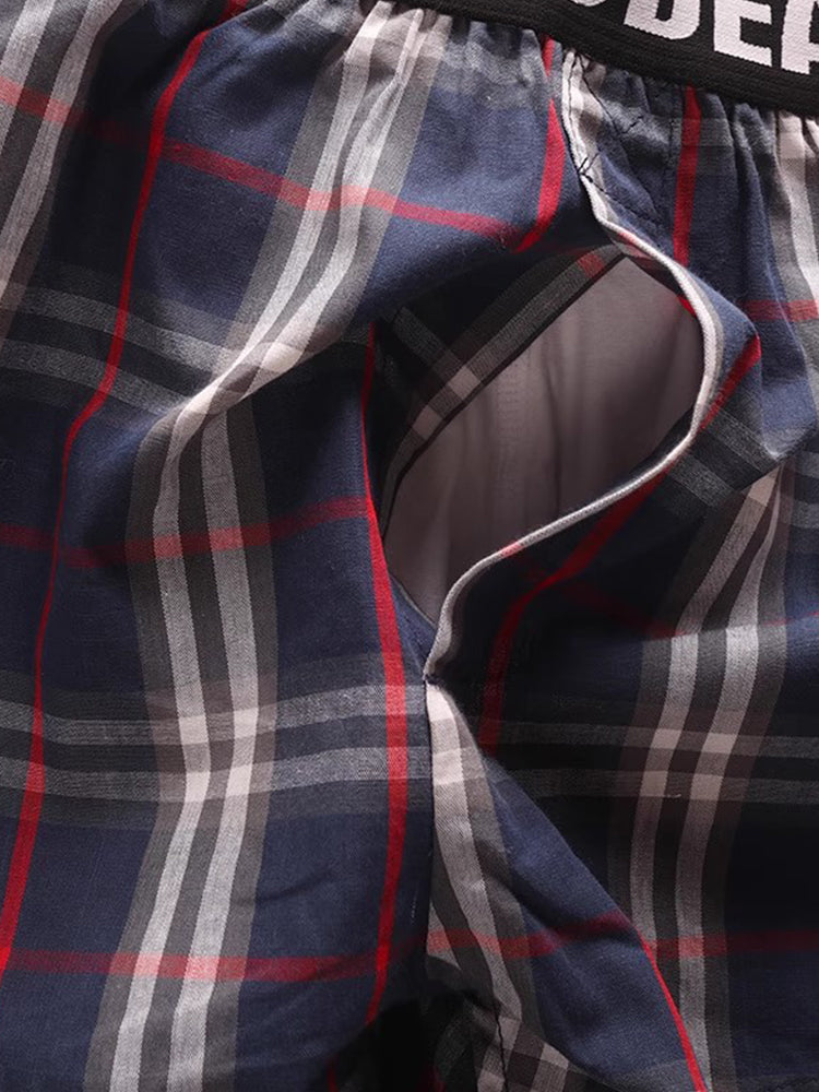 2 Pack Men's Trendy Plaid Design Zero-Irritation Cooling Airflow Supportive Boxers Shorts | dmunderwear detail image 11