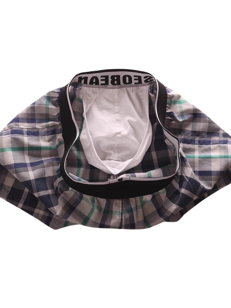 2 Pack Men's Trendy Plaid Design Zero-Irritation Cooling Airflow Supportive Boxers Shorts | dmunderwear detail image 12