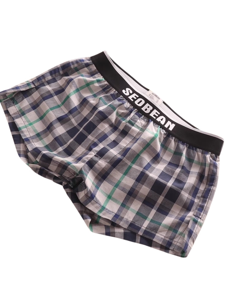 2 Pack Men's Trendy Plaid Design Zero-Irritation Cooling Airflow Supportive Boxers Shorts | dmunderwear detail image 16