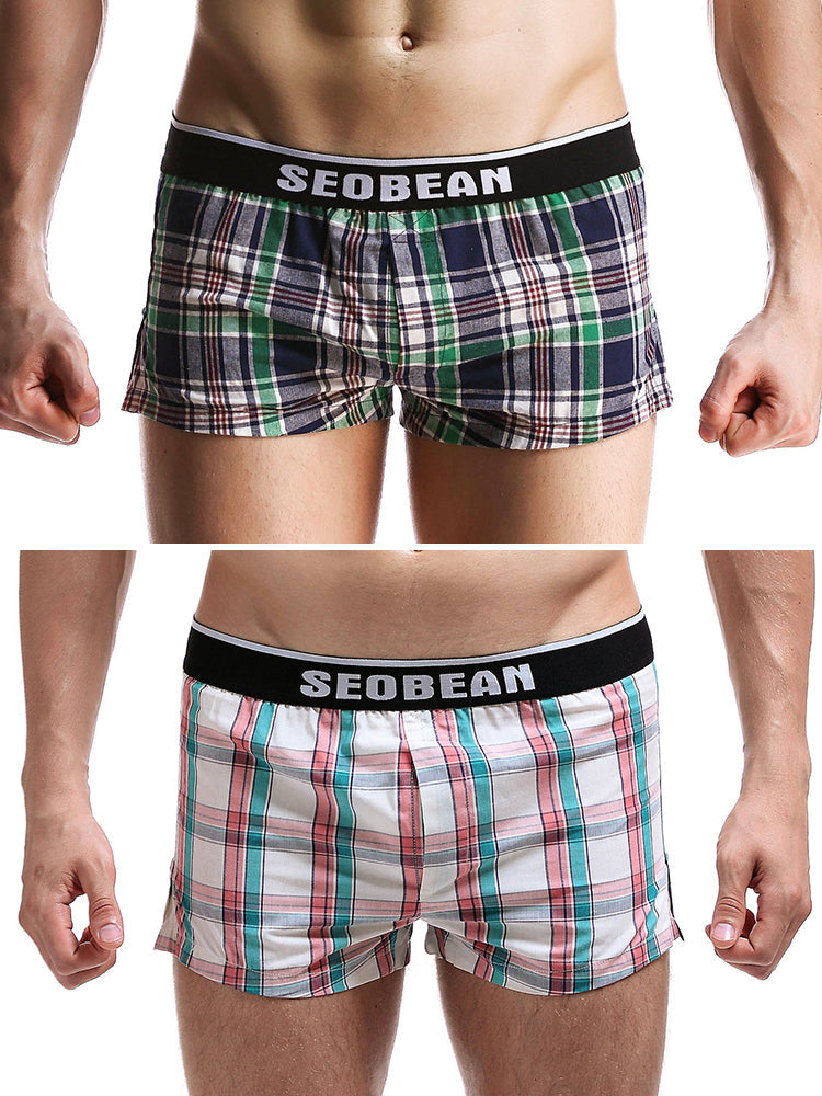 2 Pack Men's Trendy Plaid Design Zero-Irritation Cooling Airflow Supportive Boxers Shorts | dmunderwear detail image 20