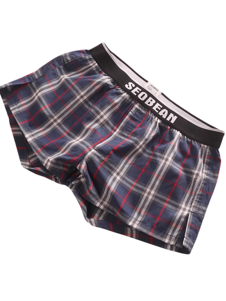 2 Pack Men's Trendy Plaid Design Zero-Irritation Cooling Airflow Supportive Boxers Shorts | dmunderwear detail image 9