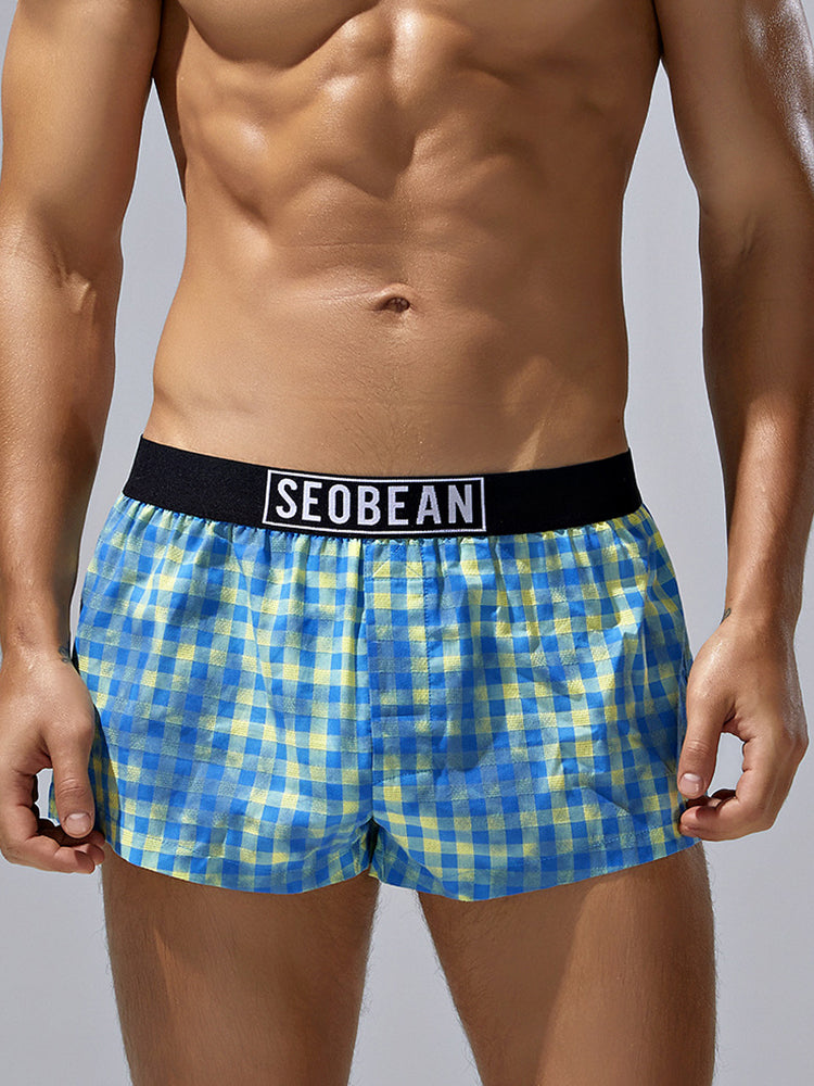 2 Pack Men's Trendy Plaid Odor-Control Seamless Comfort Boxer Shorts | dmunderwear