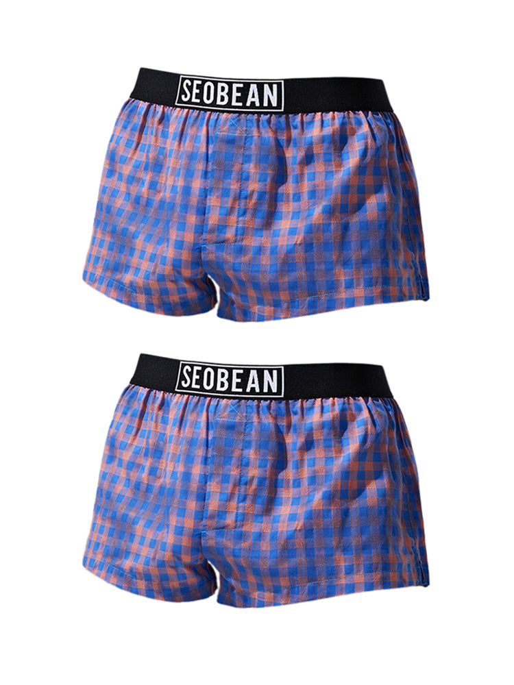 2 Pack Men's Trendy Plaid Odor-Control Seamless Comfort Boxer Shorts | dmunderwear detail image 12