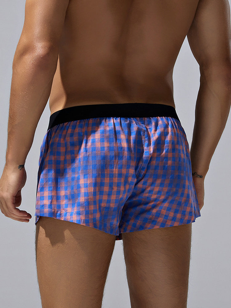 2 Pack Men's Trendy Plaid Odor-Control Seamless Comfort Boxer Shorts | dmunderwear detail image 13