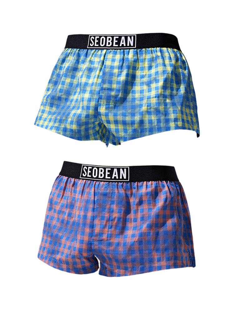 2 Pack Men's Trendy Plaid Odor-Control Seamless Comfort Boxer Shorts | dmunderwear detail image 2