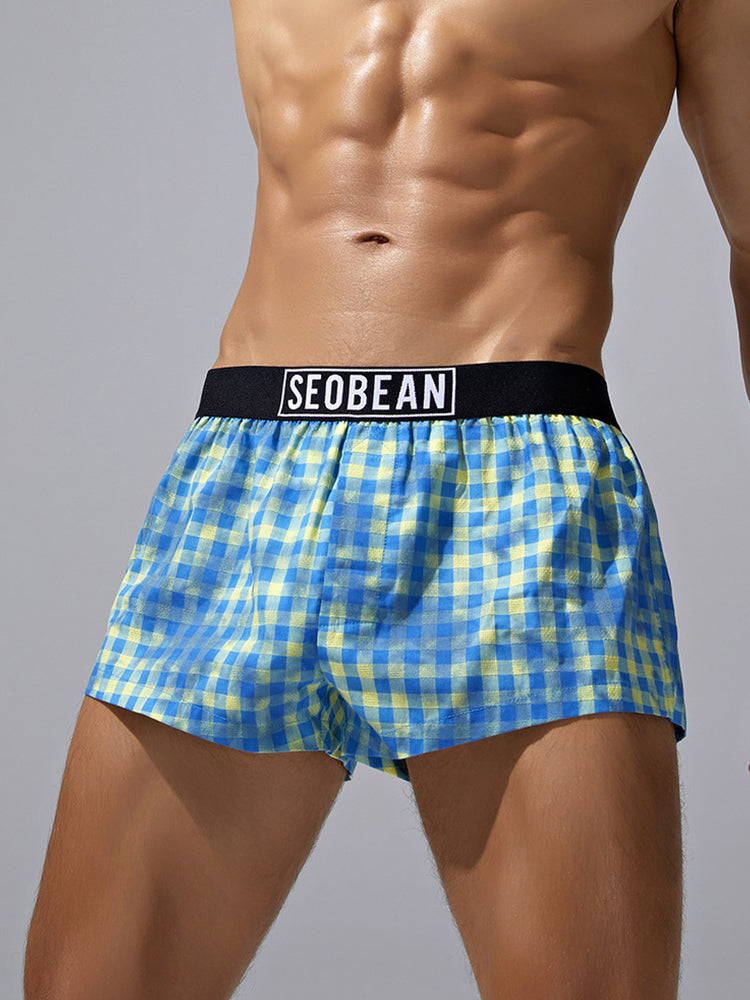 2 Pack Men's Trendy Plaid Odor-Control Seamless Comfort Boxer Shorts | dmunderwear detail image 5