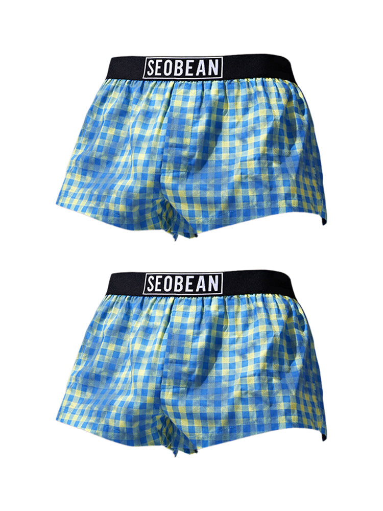 2 Pack Men's Trendy Plaid Odor-Control Seamless Comfort Boxer Shorts | dmunderwear detail image 7