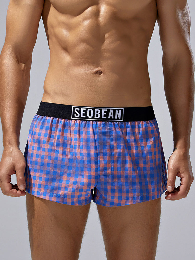 2 Pack Men's Trendy Plaid Odor-Control Seamless Comfort Boxer Shorts | dmunderwear detail image 9