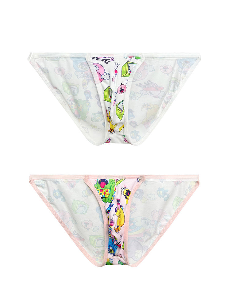 2 Pack Men's Trendy Printed Cartoon Comfortable and Breathable Bikini | dmunderwear detail image 14