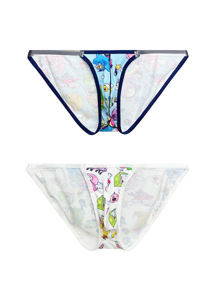 2 Pack Men's Trendy Printed Cartoon Comfortable and Breathable Bikini | dmunderwear detail image 2