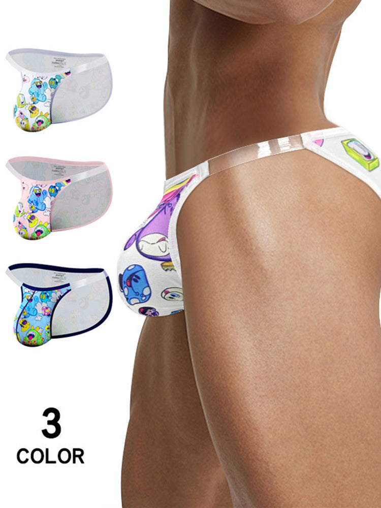 2 Pack Men's Trendy Printed Cartoon Comfortable and Breathable Bikini | dmunderwear detail image 3