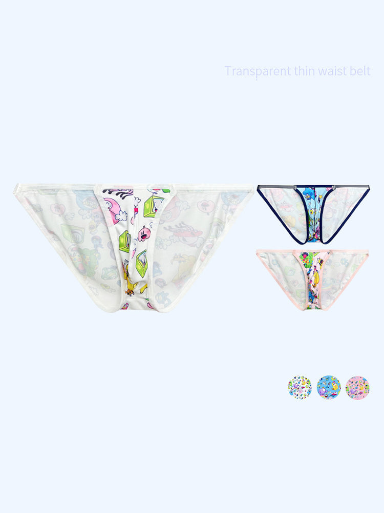 2 Pack Men's Trendy Printed Cartoon Comfortable and Breathable Bikini | dmunderwear detail image 4
