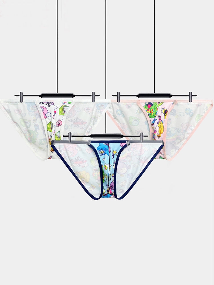 2 Pack Men's Trendy Printed Cartoon Comfortable and Breathable Bikini | dmunderwear detail image 5