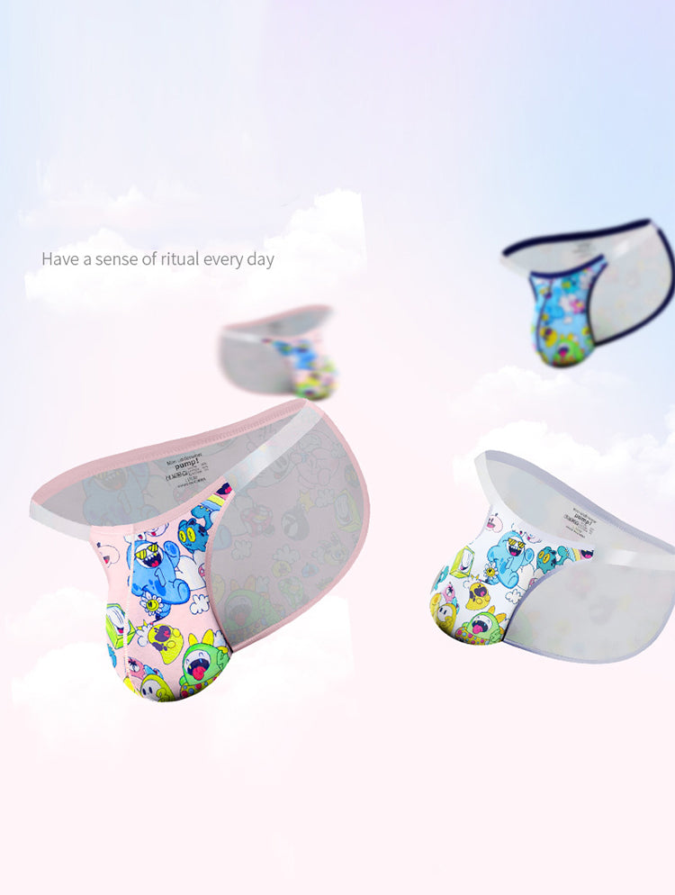 2 Pack Men's Trendy Printed Cartoon Comfortable and Breathable Bikini | dmunderwear detail image 6