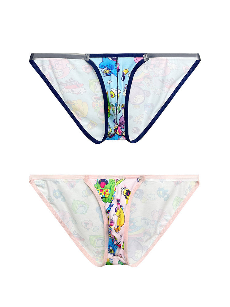 2 Pack Men's Trendy Printed Cartoon Comfortable and Breathable Bikini | dmunderwear detail image 8