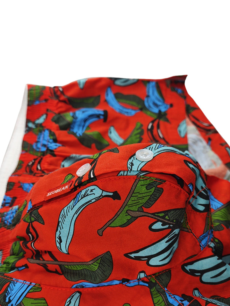 2 Pack Men's Banana Print Cotton Lounge Shorts with Button Fly | dmunderwear detail image 10