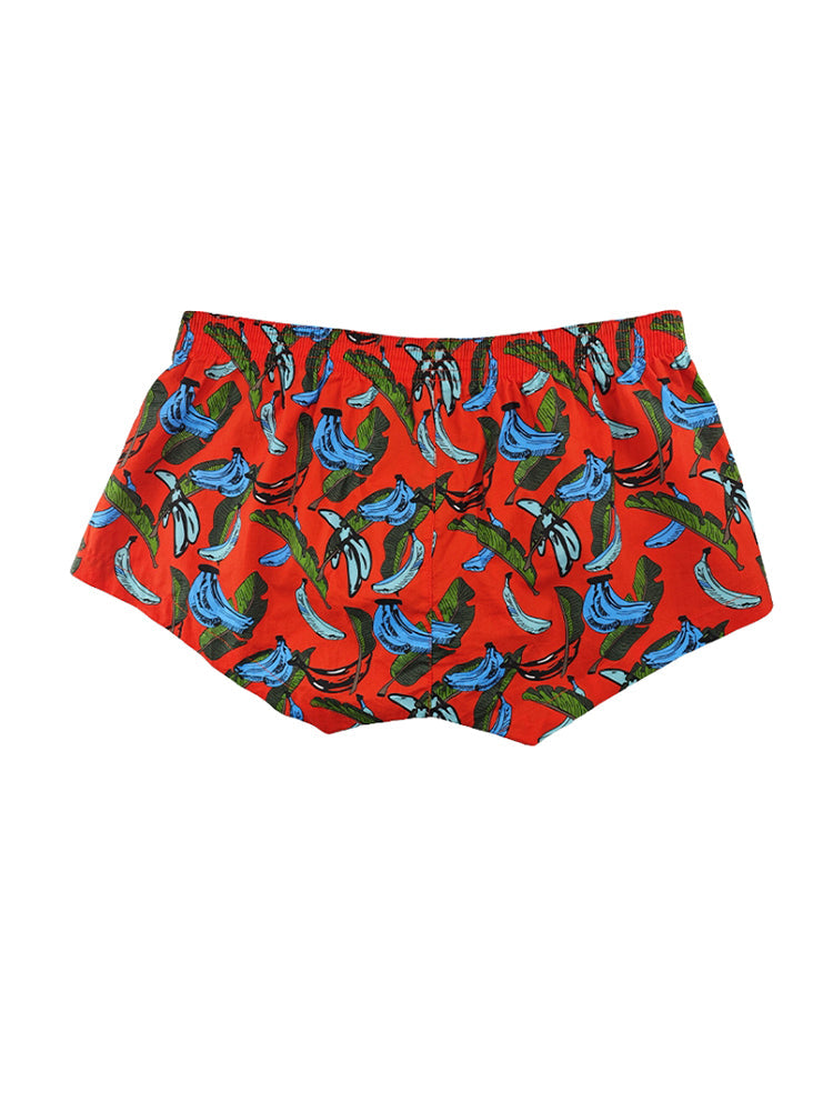 2 Pack Men's Banana Print Cotton Lounge Shorts with Button Fly | dmunderwear detail image 11