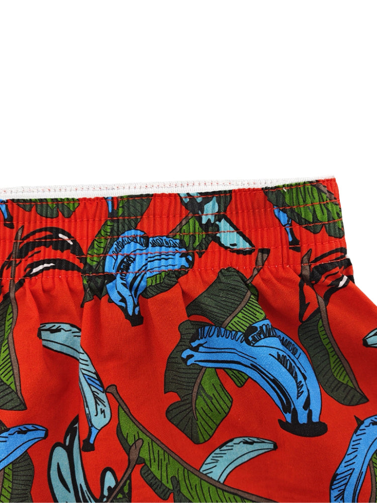 2 Pack Men's Banana Print Cotton Lounge Shorts with Button Fly | dmunderwear detail image 14