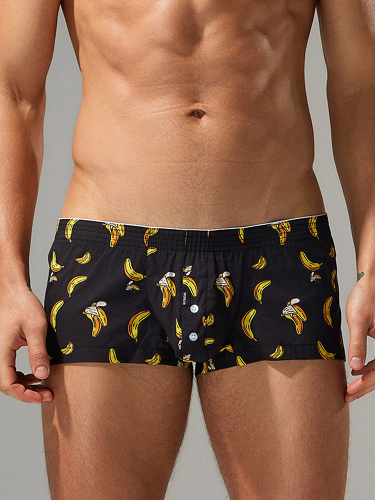 2 Pack Men's Low-Rise Cotton Boxer Shorts with Playful Print | dmunderwear detail image 10