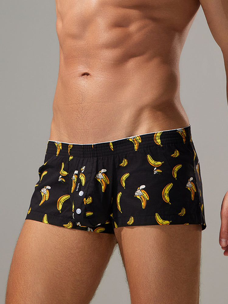 2 Pack Men's Low-Rise Cotton Boxer Shorts with Playful Print | dmunderwear detail image 11