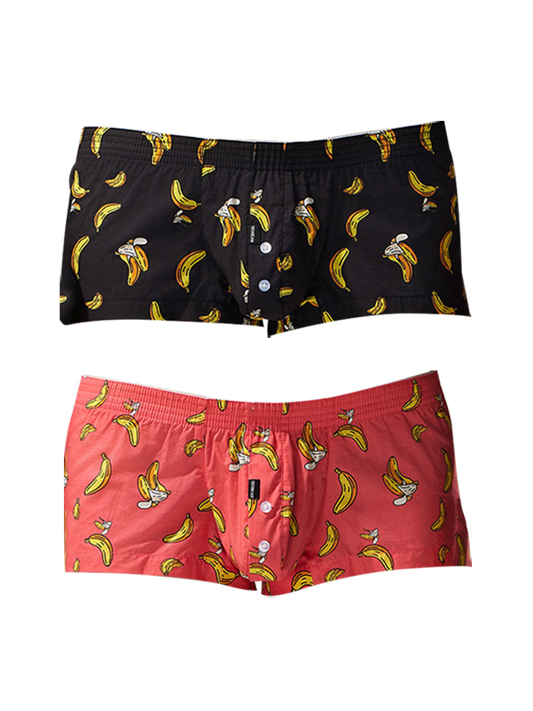 2 Pack Men's Low-Rise Cotton Boxer Shorts with Playful Print | dmunderwear detail image 12