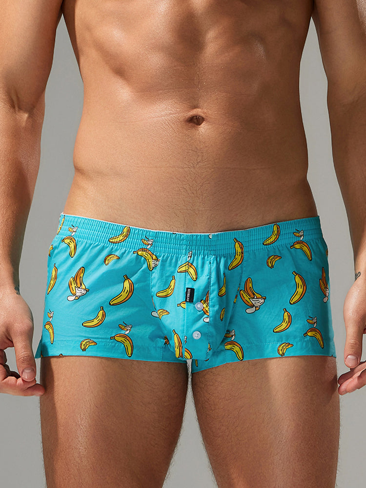 2 Pack Men's Low-Rise Cotton Boxer Shorts with Playful Print | dmunderwear detail image 16