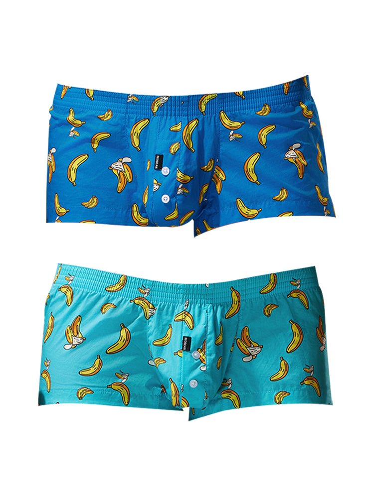 2 Pack Men's Low-Rise Cotton Boxer Shorts with Playful Print | dmunderwear detail image 17