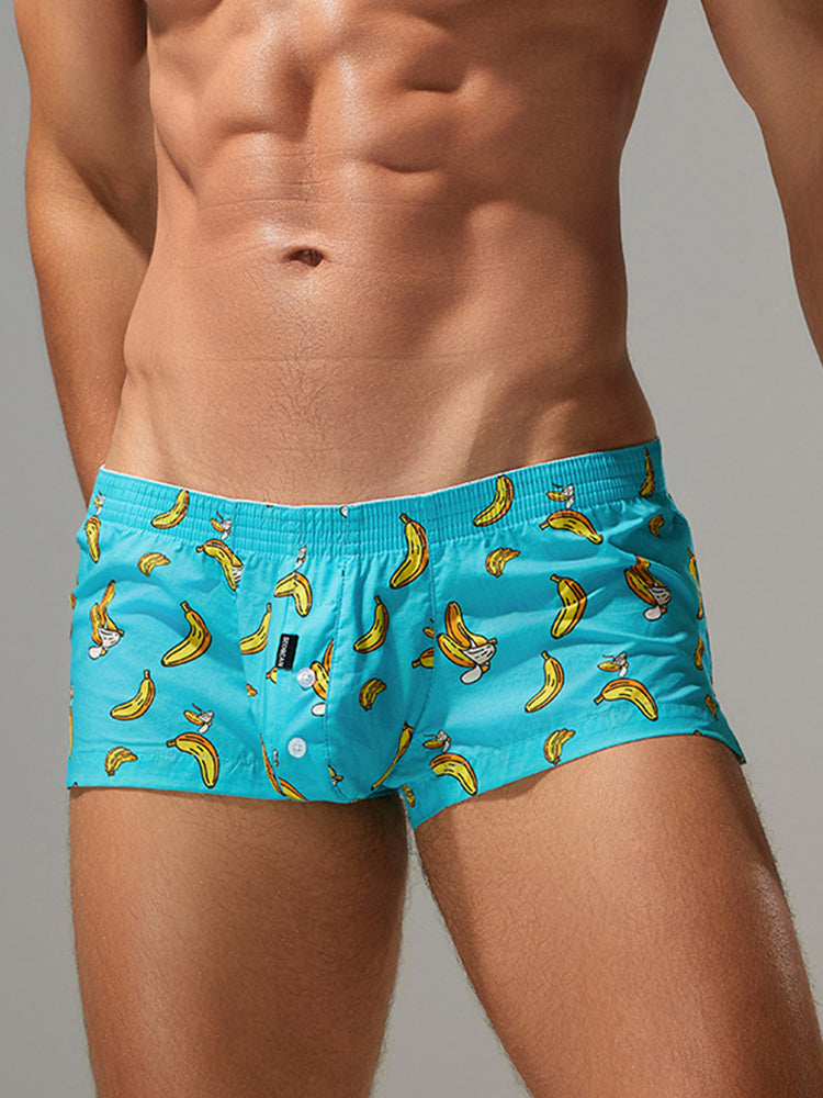 2 Pack Men's Low-Rise Cotton Boxer Shorts with Playful Print | dmunderwear detail image 18