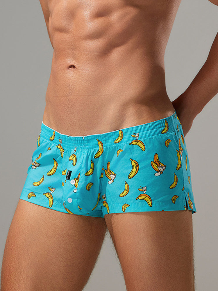 2 Pack Men's Low-Rise Cotton Boxer Shorts with Playful Print | dmunderwear detail image 19
