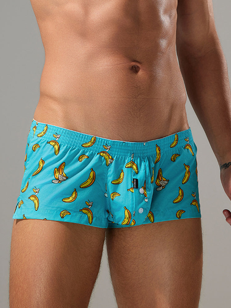 2 Pack Men's Low-Rise Cotton Boxer Shorts with Playful Print | dmunderwear detail image 20