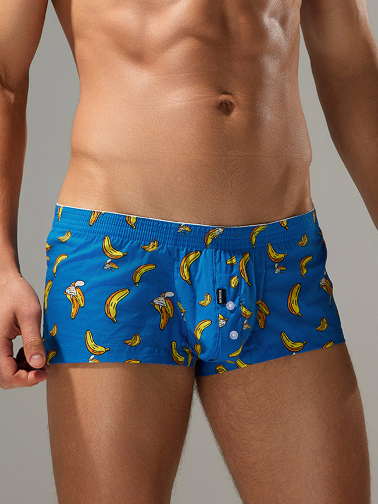 2 Pack Men's Low-Rise Cotton Boxer Shorts with Playful Print | dmunderwear detail image 5
