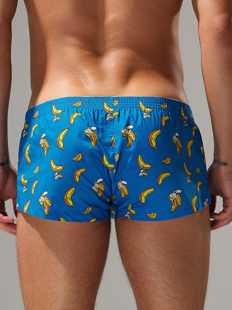 2 Pack Men's Low-Rise Cotton Boxer Shorts with Playful Print | dmunderwear detail image 8