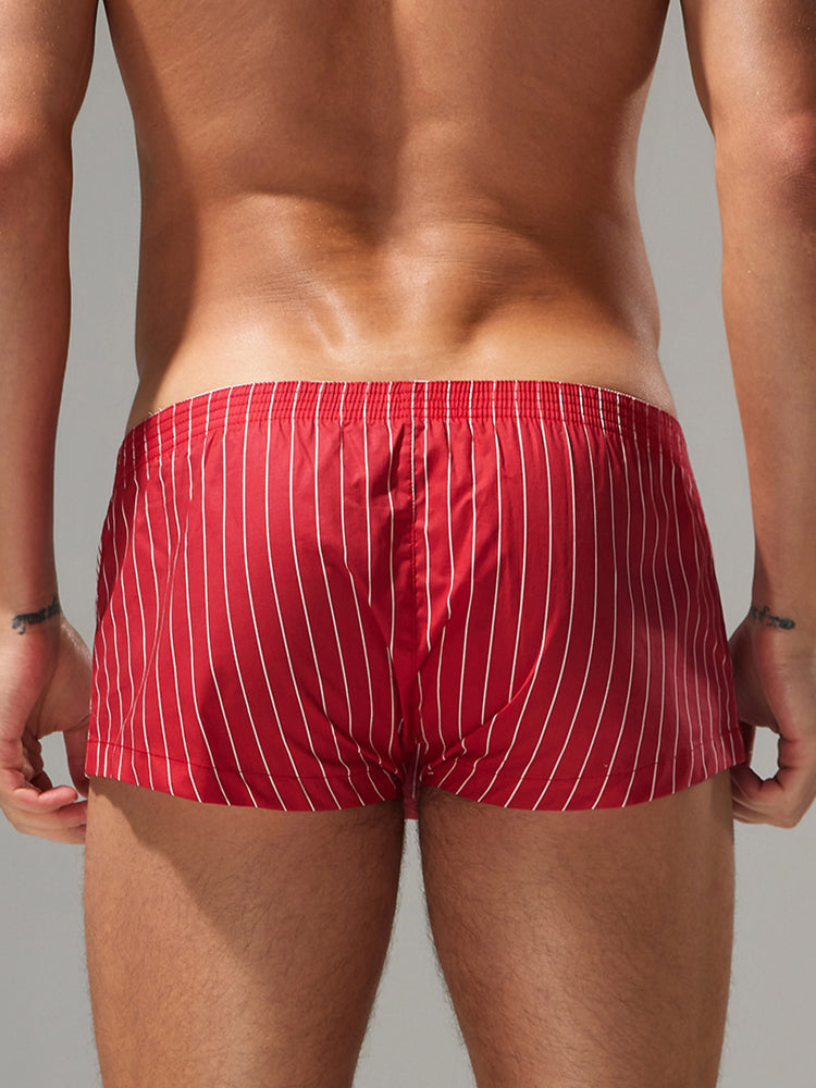 2 Pack Men's Fashionable Cotton Lounge Shorts with Stripe Patchwork | dmunderwear detail image 15