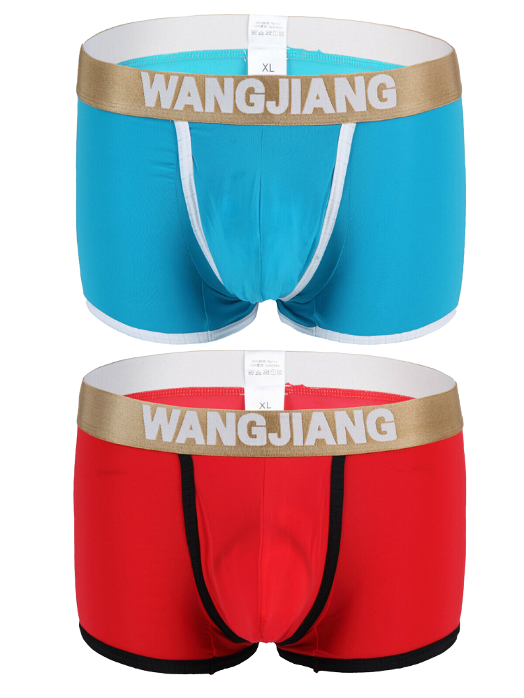 2 Pack Men's U Convex Pouch Trunks With Open Fly | dmunderwear detail image 14
