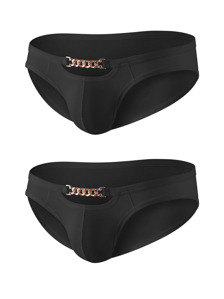 2 Pack Men's U-Pouch Design Metal-Clasp Thin Briefs | dmunderwear detail image 12
