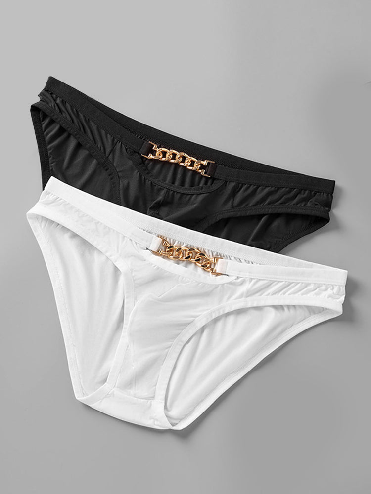 2 Pack Men's U-Pouch Design Metal-Clasp Thin Briefs | dmunderwear detail image 13