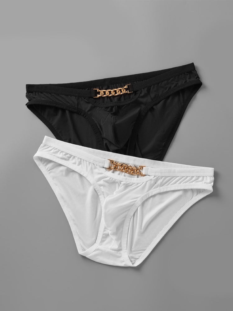 2 Pack Men's U-Pouch Design Metal-Clasp Thin Briefs | dmunderwear detail image 15