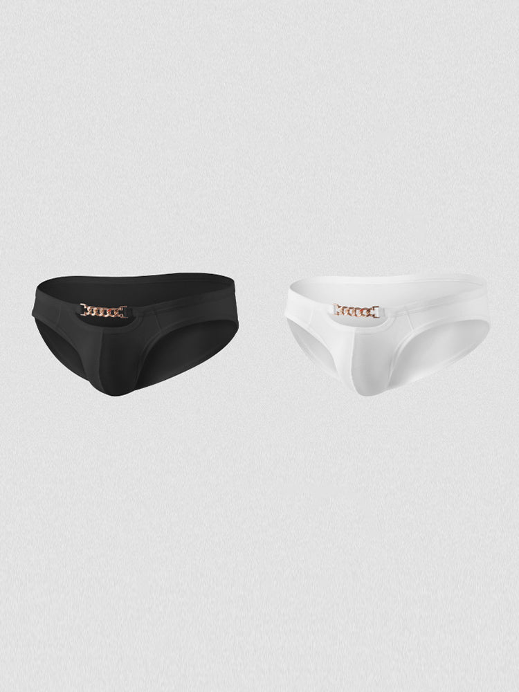 2 Pack Men's U-Pouch Design Metal-Clasp Thin Briefs | dmunderwear detail image 17