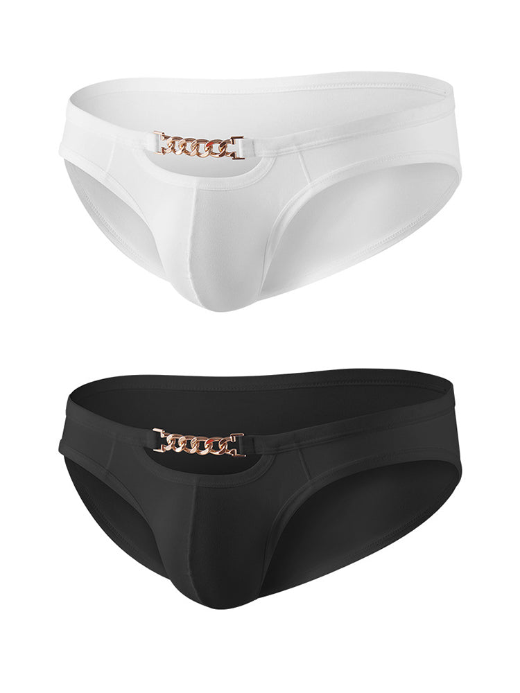 2 Pack Men's U-Pouch Design Metal-Clasp Thin Briefs | dmunderwear detail image 2