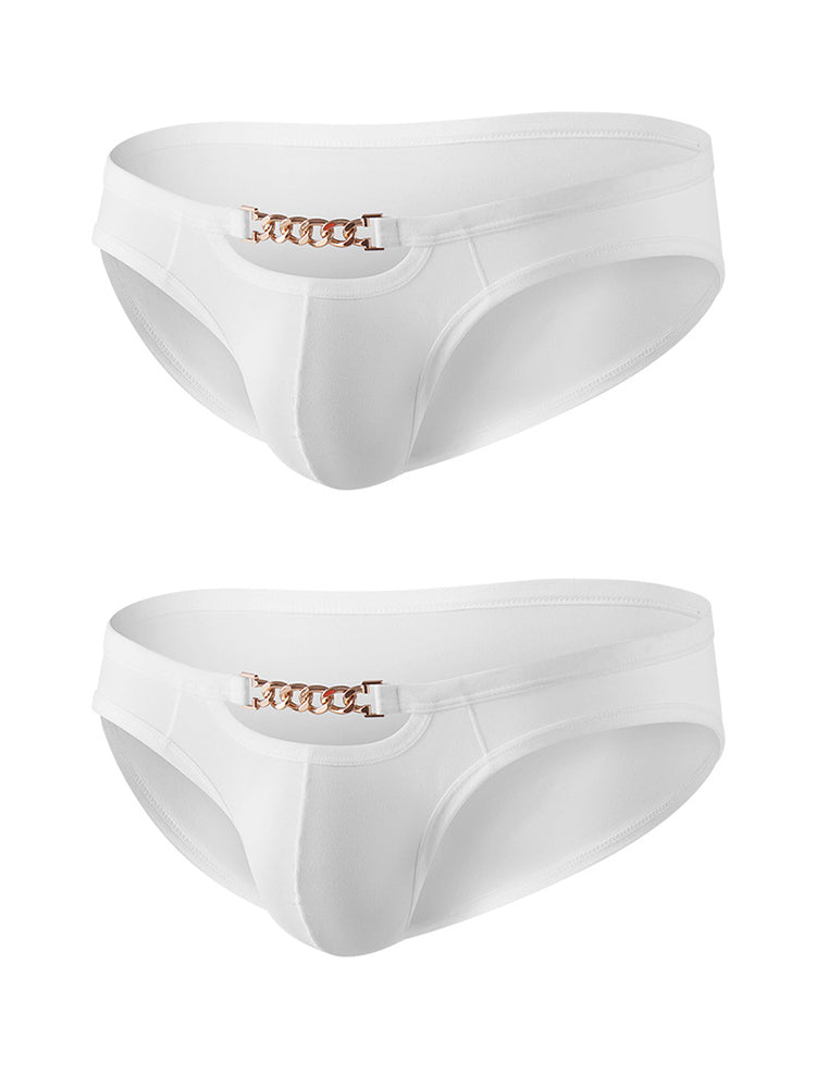 2 Pack Men's U-Pouch Design Metal-Clasp Thin Briefs | dmunderwear detail image 7