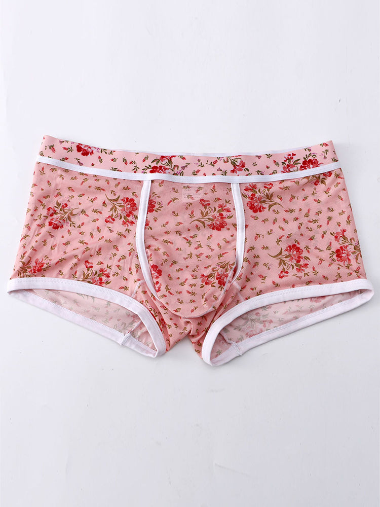 2 Pack Men's Mesh Print Trunks with Prominent Support Pouch | dmunderwear detail image 13