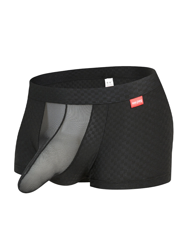 Men's Low-Rise Mesh Trunks – Breathable Nylon with 3D Pouch Support | dmunderwear