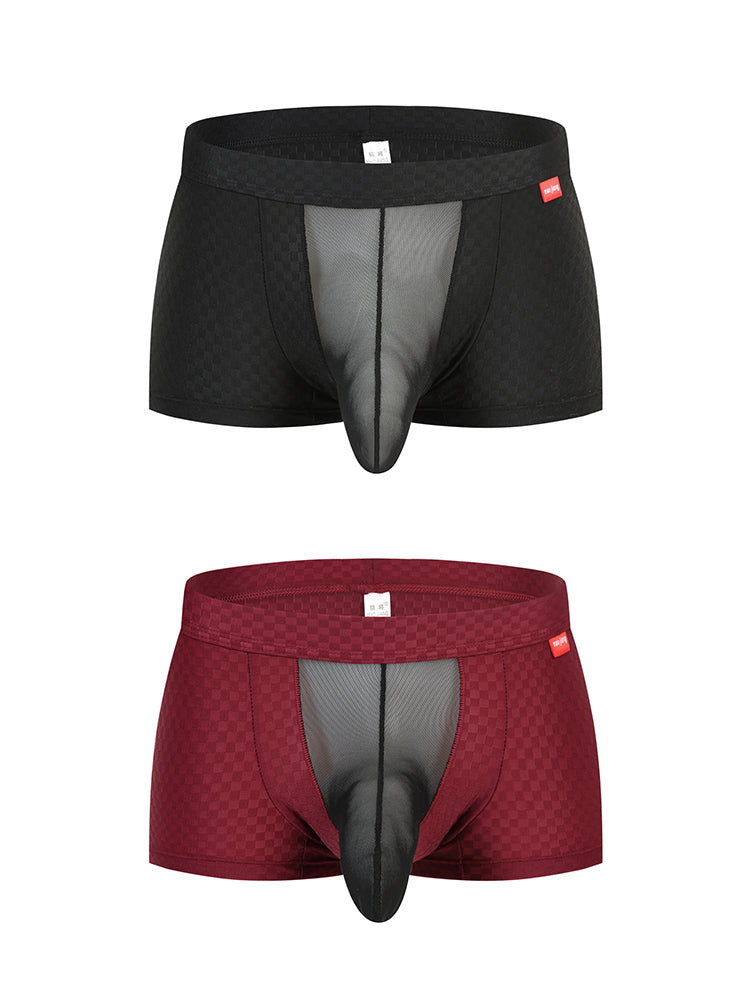 Men's Low-Rise Mesh Trunks – Breathable Nylon with 3D Pouch Support | dmunderwear detail image 12