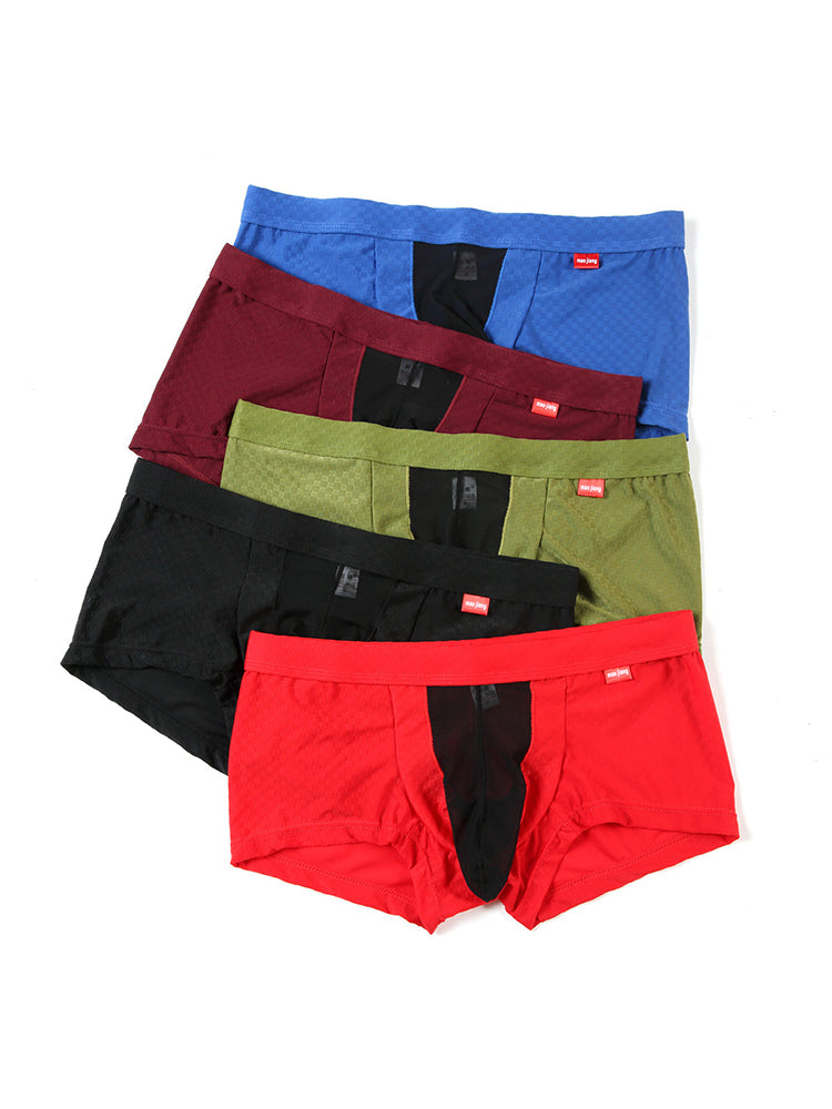 Men's Low-Rise Mesh Trunks – Breathable Nylon with 3D Pouch Support | dmunderwear detail image 14